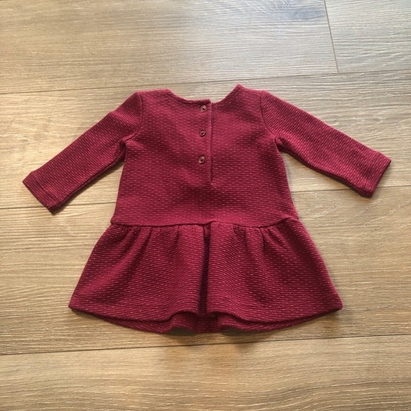 Janie And Jack Ruffle Maroon Holiday Dress Long Sleeve Size 3-6 Months - Picture 2 of 9